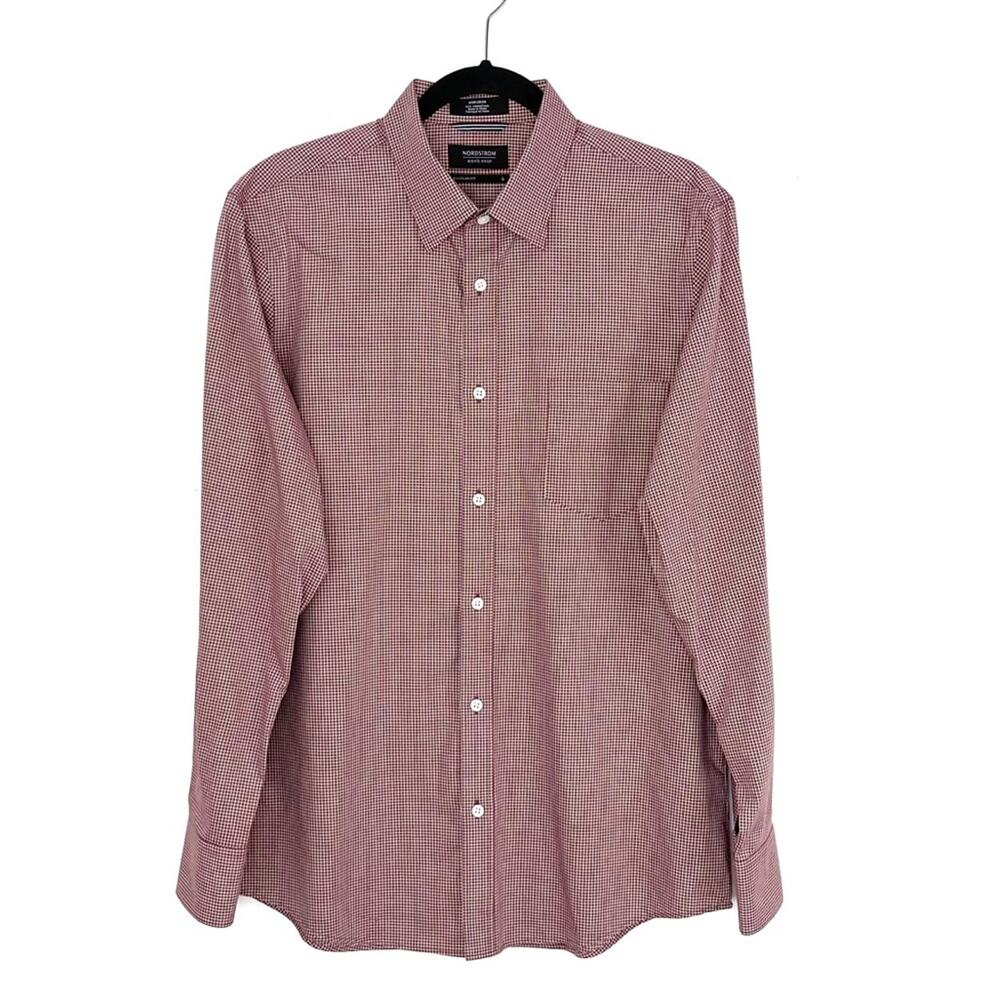 Nordstrom Men’s Shirt Regular Fit Long Sleeve Red Check Large